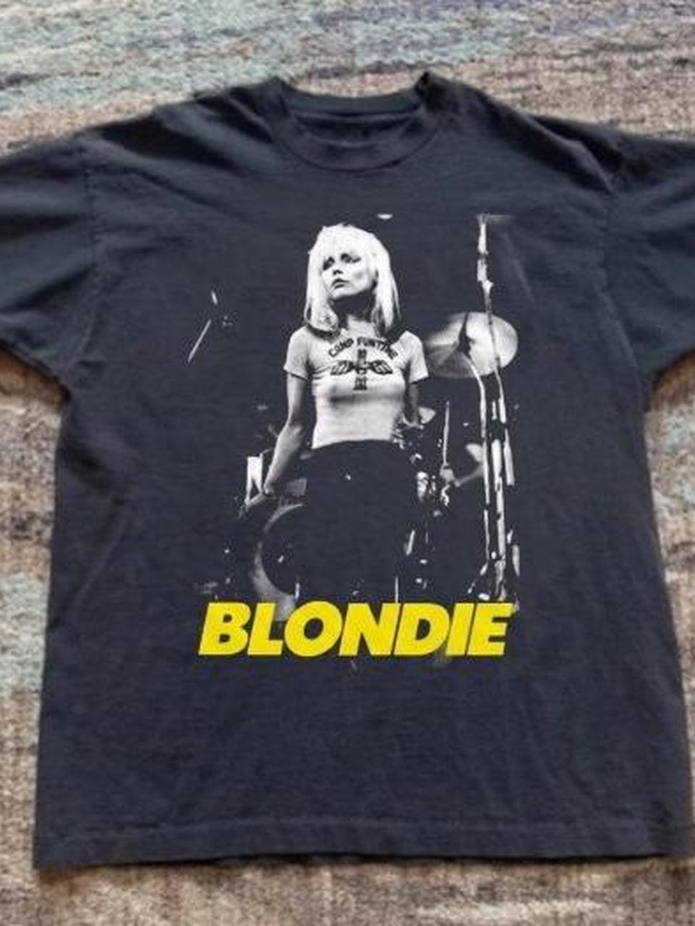 Gildan Black Blondie Graphic Tee with Yellow Logo